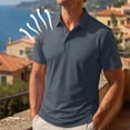 thumbnail image 2 of Men's Summer Casual 3-Button Polo Shirts Solid Color Classic Soft Breathable Fabric Tops, M, 2 of 8