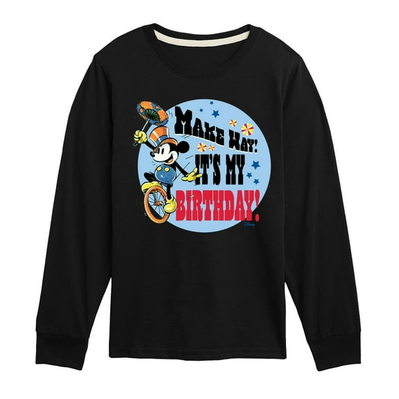 Disney - Mickey - Make Way It's My Birthday - Youth Long Sleeve Graphic T-Shirt