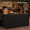 thumbnail image 3 of MINDYES 210 Gallon Deck Box, Mega Outdoor Storage Cabinet for Patio Furniture Cushions, Pool Equipment & Holiday Decor, Black, 3 of 8