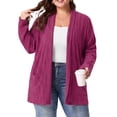 thumbnail image 3 of Cueply Women's Plus Size Open Front Cardigan Long Sleeve Ribbed Knit Lightweight Sweater Casual Outerwear with Pockets 1X-4X, 3 of 7
