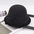 thumbnail image 4 of Sombrero de copa pequeño con flores tridimensionales, sombrero de lana de otoño e invierno, sombrero de pescador informal con forma de cúpula de estilo coreano para mujer, 4 of 6