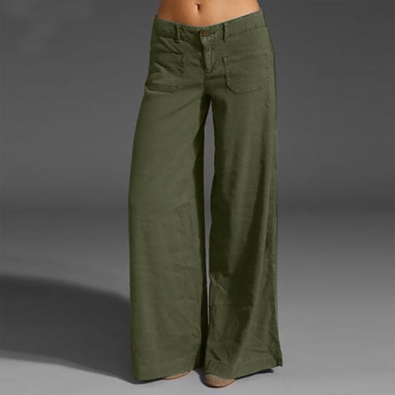Blmnix Women Pants Flare Pants Palazzo Casual Pants Jeans Green Long Relaxed Fit Wide-Leg Low Womens Trousers,XXL