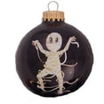 thumbnail image 2 of Halloween Tree Ornaments - 67mm/2.625" Decorated Glass Balls from Christmas by Krebs - Handmade Seamless Hanging Holiday Decorations for Trees - Set of 4 (Shiny Ebony Black with Mummy), 2 of 5