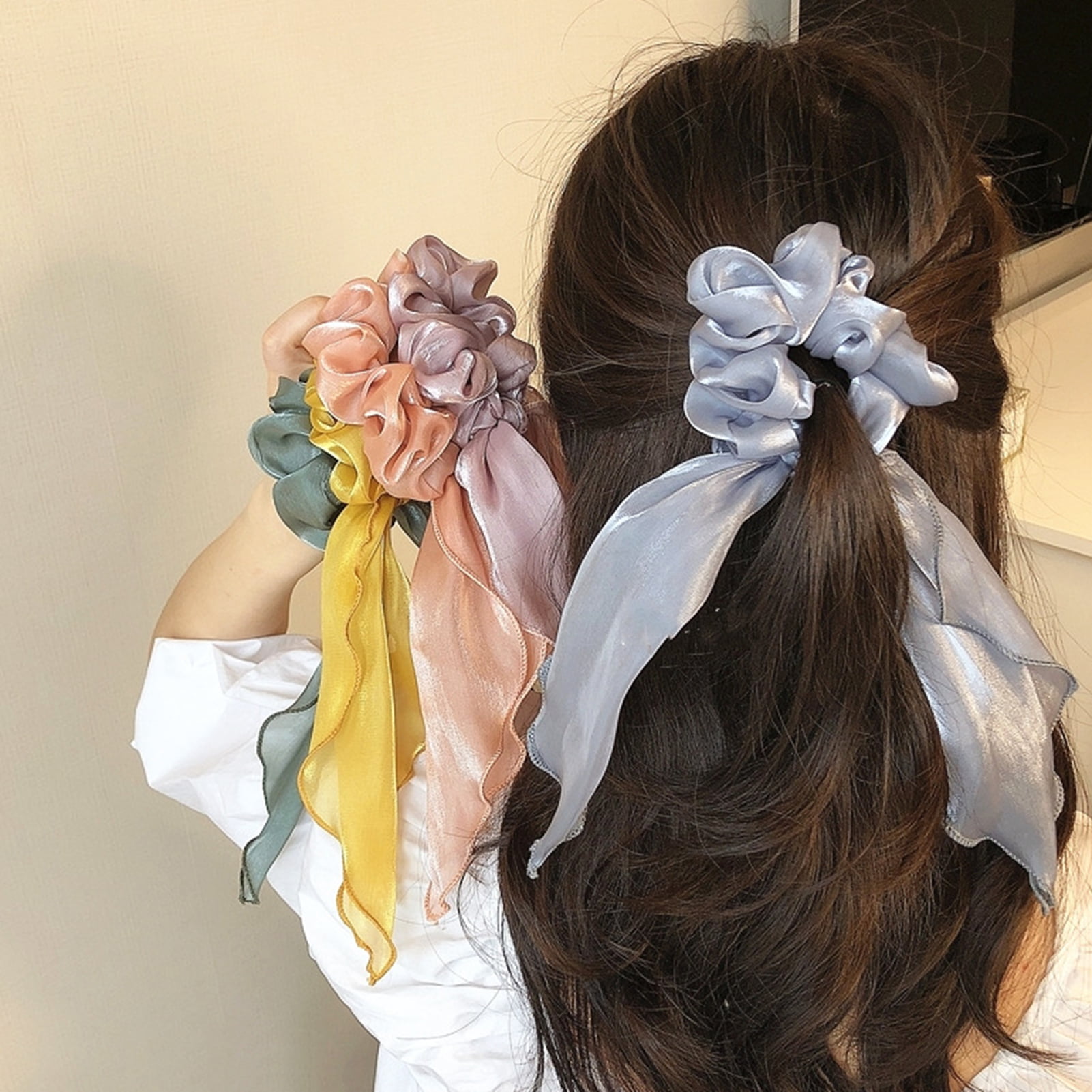 6Pcs Hair Scrunchie Women Girls Elastic Tie Ring Rope Ponytail Holder Headdress