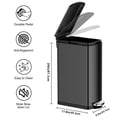 thumbnail image 2 of 8 Gallon Slim Kitchen Trash Can, 30L Stainless Steel Garbage Can with Removable Inner Bucket and Foldable Foot Pedal for Office, Bathroom, Kitchen, 2 of 5