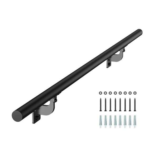 VEVOR 4ft Wall Mounted Stair Handrail Black Aluminum Indoor Outdoor Railing