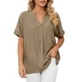 thumbnail image 3 of asddcavvf Blouse pour Femmes Légère Col en V Pull-Over Couleur Unie Coupe Ample Blouse pour Femmes, 3 of 3