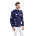 thumbnail image 4 of Hawaii Hangover Men's Hawaiian Long Sleeve Fit Shirt Aloha Shirt M Classic Navy, 4 of 5