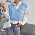 thumbnail image 2 of Women's Aesthetic Clothes Casual V-Neck Pullover Shirt Collision Color Sleeveless Sweater Vest TBKOMH, 2 of 5