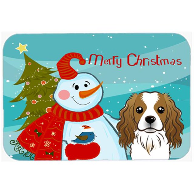Carolines Treasures BB1844JCMT Snowman With Cavalier Spaniel Kitchen & Bath Mat, 24 x 36 in.