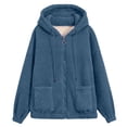 thumbnail image 5 of Elainilye Fashion Long Sleeve Tops for Women Plus Size Zipper Winter Thicken Fleece Outwear Sweatshirts Top,Blue, 5 of 5