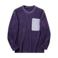 thumbnail image 3 of WMTBSRSW Men's Crewneck Sweatshirt Sherpa Lined Casual Fleece Pullover Long Sleeve Warm Lightwieght Sweater Sweatshirts Purple L, 3 of 8