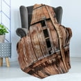 thumbnail image 4 of Rustic Soft Flannel Fleece Throw Blanket, Abandoned Damaged Oak Barn Door with Iron Hinges and Lateral Cracks Knock Theme, Cozy Plush for Indoor and Outdoor Use, 50" x 70", Pale Brown, by Ambesonne, 4 of 5