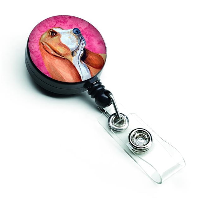 Pink Basset Hound Bobine de Badge Rétractable
