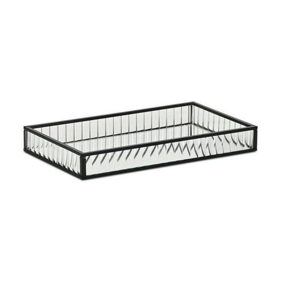 Cheungs 6136BK-S Veldra Rectangular Fluted Glass Tray, Black - Small