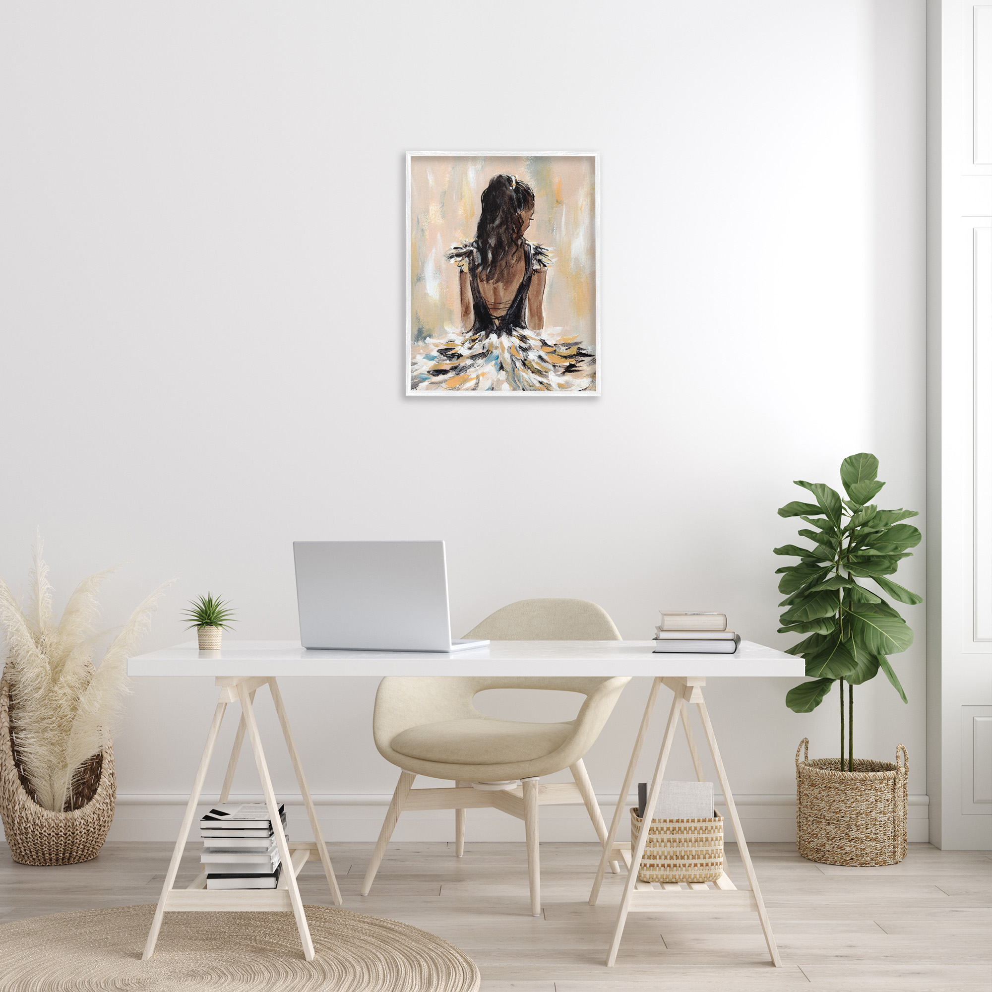 Stupell Industries Fashionista in Dress Beauty & Fashion Painting White Framed Art Print Wall Art, 24 x 30