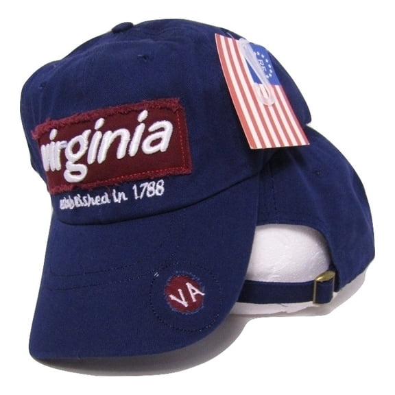 State of Virginia Established in 1788 VA Blue Embroidered Baseball Cap Hat