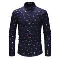 thumbnail image 2 of Mens Polo Shirts Tops Long Sleeve Trend Classic Loose Plus Size Mens Performance Polos,Navy,2XL, 2 of 4