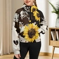 thumbnail image 3 of Uourmeti Cow Print Sunflowers Youth Zip Up Sweatshirt with Pocket Quarter Zip Up Design Lightweight Athletic Wear Soft Casual Pullover Top Size 13-14, 3 of 7