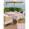 thumbnail image 6 of 54x80 Inch Outdoor Tablecloth with Umbrella Hole Zipper Rectangle Pink Blue Plaid Rectangular Tablecloths Outside Waterproof Buffalo Checkered Modern Gingham Lattice Patio Table Cover for Picnic, 6 of 8