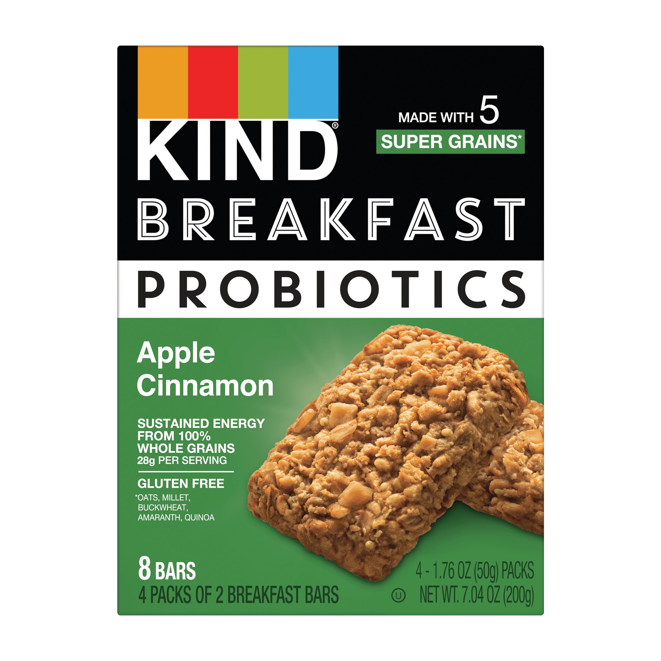 KIND Bars, Apple Cinnamon Probiotic Breakfast Bar, Gluten free, 1.76 oz