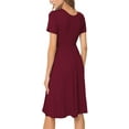 thumbnail image 6 of JuneFish Women's Summer Casual Short Sleeve Dressy Dresses Empire Waist Knee Length Dress with Pockets, 6 of 9