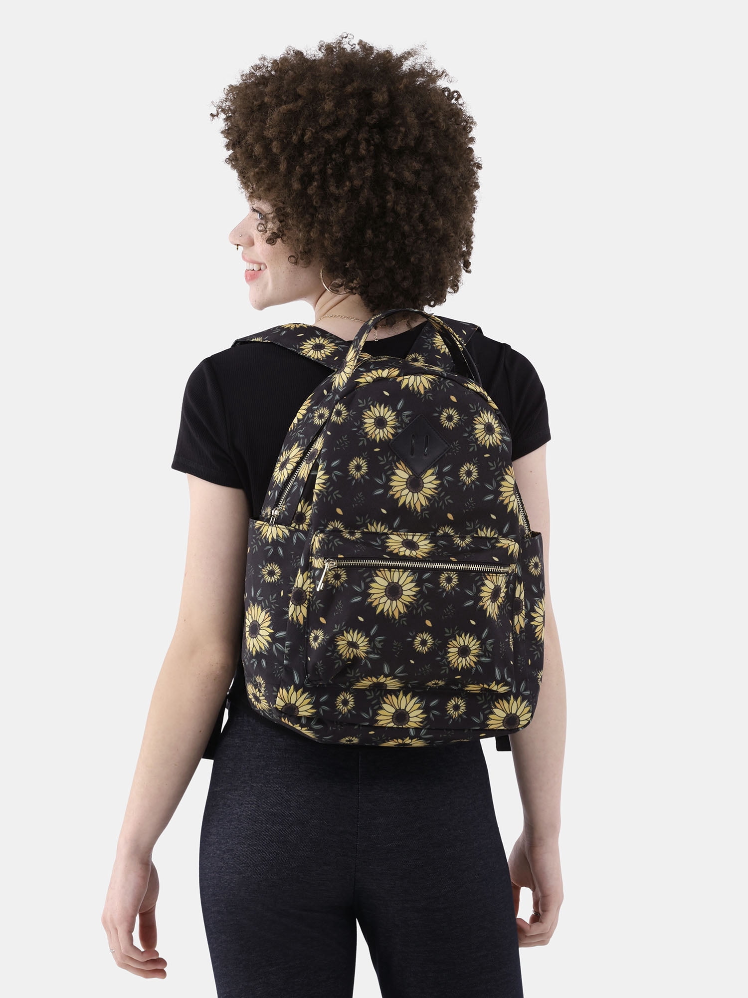 No Boundaries Women's Dome Backpack Black Sunflower