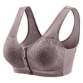 thumbnail image 2 of Gymayou Women Front Closure Wireless Bra No Underwire Comfort Senior Snap Closing Bra Breathable Everyday Sleep Bra Wide Strap Elderly Ladies Support Purple#4 S, 2 of 3
