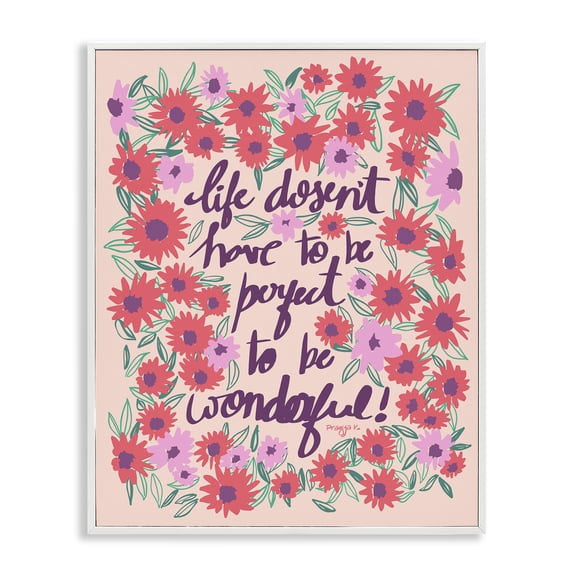 Stupell Industries Cottage Uplifting Floral Phrase White Framed Giclee Art, 24 x 30, by Pragya Kothari