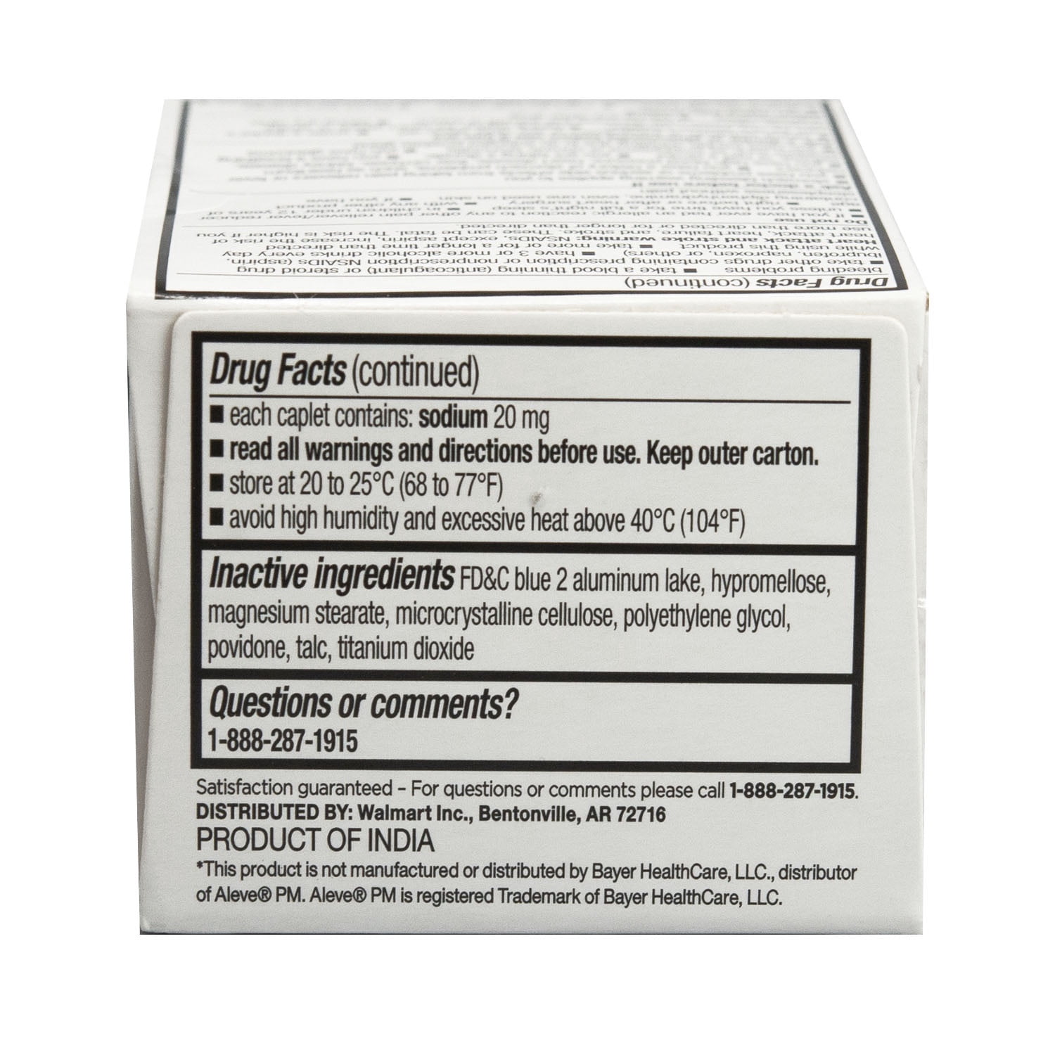 Equate Naproxen Sodium and Diphenhydramine HCl Nighttime Pain Relief Caplets, 220 mg / 25 mg, 20 Count