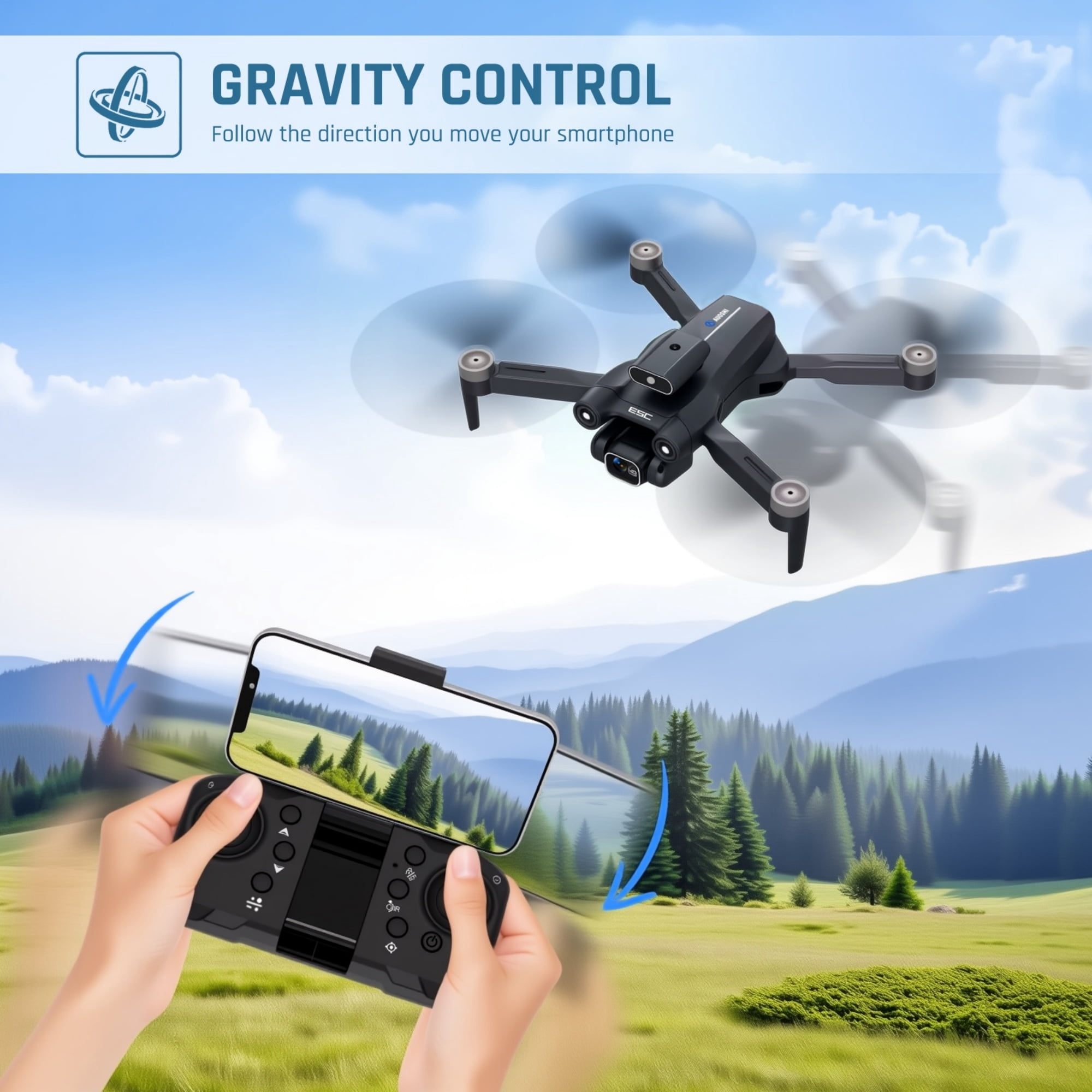 AUOSHI 4K FPV Drone with Dual Camera & Brushless Motor, 2 Batteries, Optical Flow, Gesture & Trajectory Control, RC Quadcopter with Carrying Case, Easy to Fly, Great Gift for Beginners,Teens & Adults