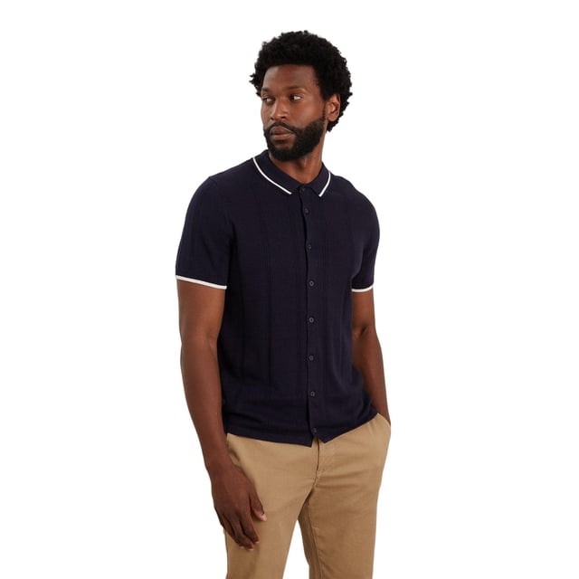 Burton - Polo Diseño a Rayas de Punto para Hombre (Marino)