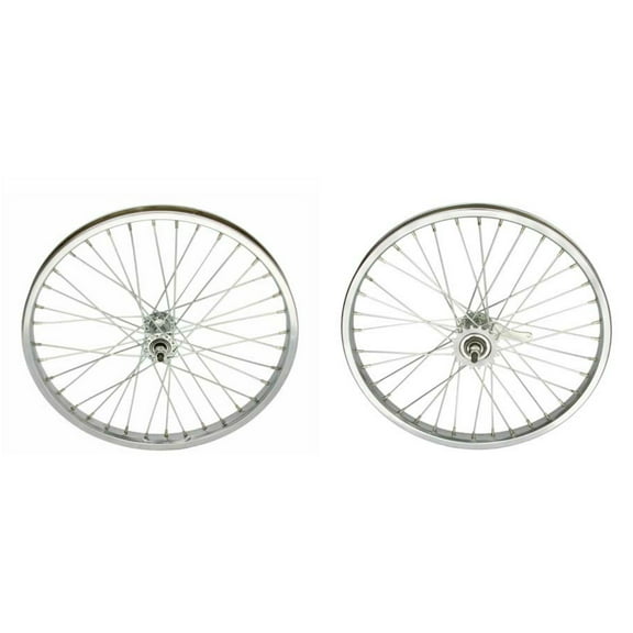 Chrome Steel 20" by 1.75" Wheel Set. Front and Rear Coaster Wheel.