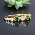 thumbnail image 3 of CZ Diamond Wedding Band Emerald Half Eternity Proposal Jewelry Yellow Gold Alternative Fine Women Jewelry May Birthstone Gift Band, 3 of 3