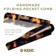 Kent 20T Handmade Folding Pocket Comb for Men, Fine Tooth Hair Comb Straightener for Everyday Grooming Styling Hair, Beard or Mustache, Use Dry or with Balms, Saw Cut, Made in England