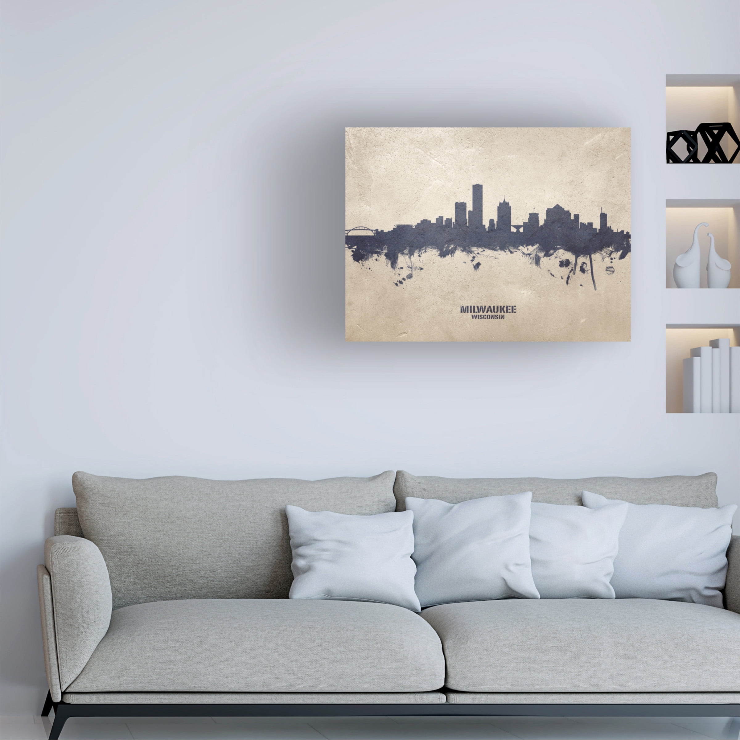 Michael Tompsett 'Milwaukee Wisconsin Skyline Concrete' Canvas Art