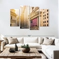 thumbnail image 3 of Elephant Stock Wall Street American Flag Wall Art - Horizontal Multi Panel Canvas - Living Room Wall Decor - Places Multi Panel - Red And Blue Decor - 84" x 54", 3 of 8