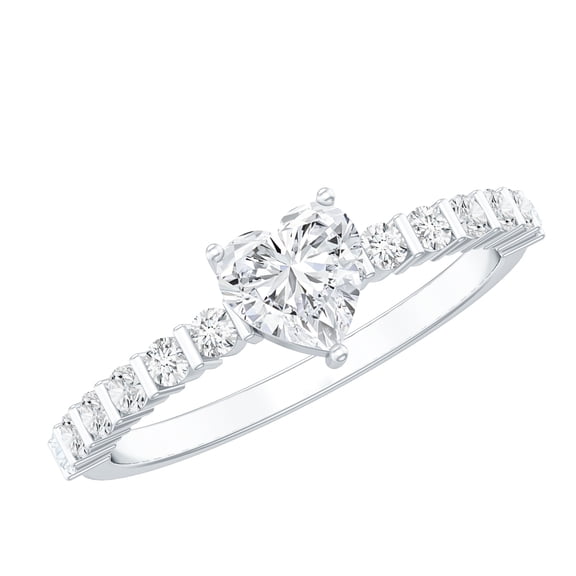 Rosec Jewels Lab Diamond Heart Ring for Women - 5 mm Heart - Promise Engagement Ring - EF-VS Grade, 925 Sterling Silver, US 4.00