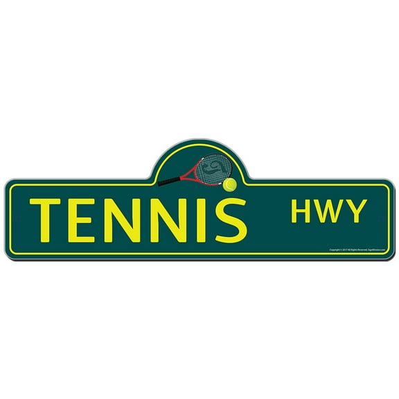 Tennis Street Sign | Indoor/Outdoor | Funny Home Décor for Garages, Living Rooms, Bedroom, Offices | SignMission personalized gift