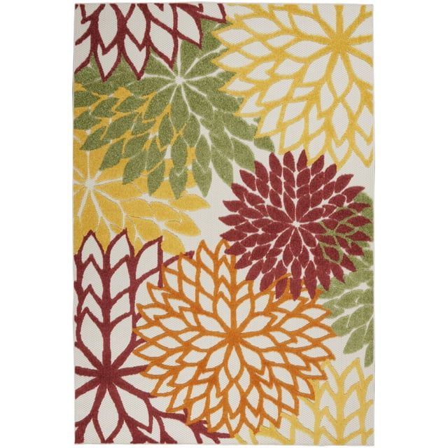 homeroots Décoration Intérieure 384812 5' x 8' Tapis Rouge Tropical Espace Extérieur Intérieur