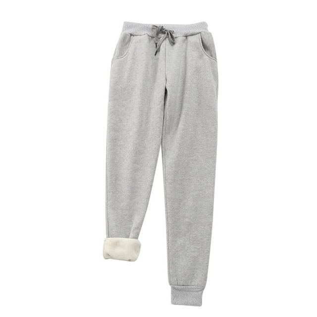 Leggings de invierno de talla grande para mujer, de felpa lisa: pantalones cálidos y casuales con cintura elástica, para llevar en exteriores e interiores