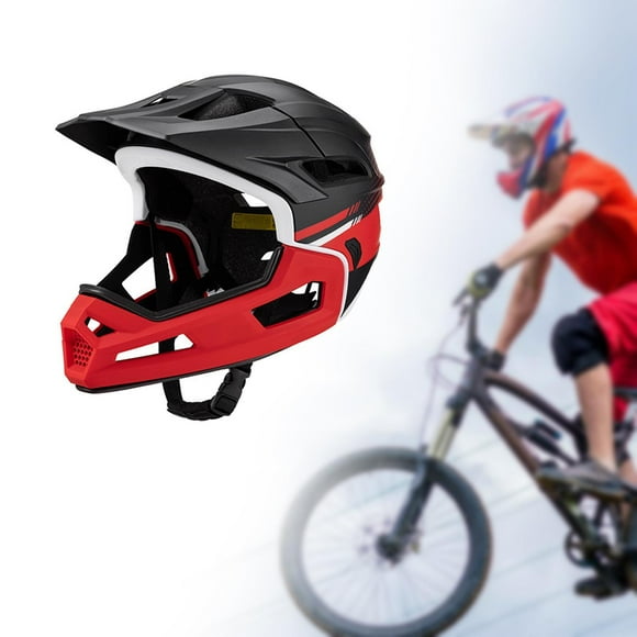 Casco de bicicleta de cara completa con forro desmontable resistente a impactos, casco de bicicleta de montaña y carretera, accesorios de ciclismo negro rojo