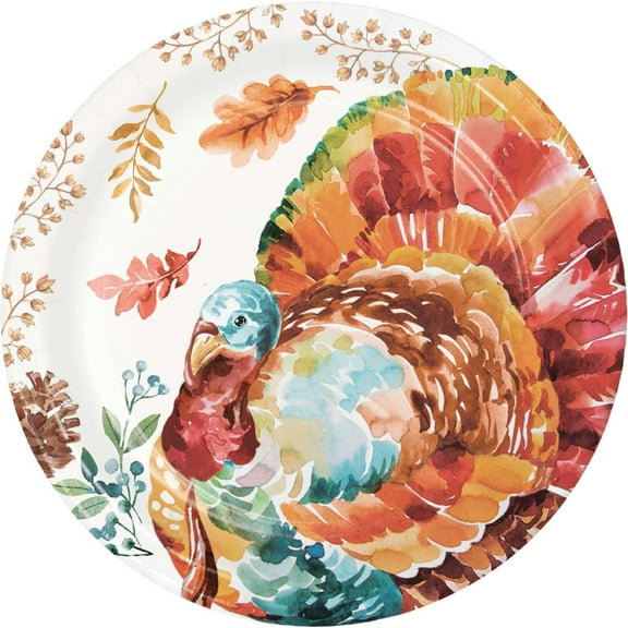 Tasteful Turkey 9-inch Paper Plates 8 Per Pack