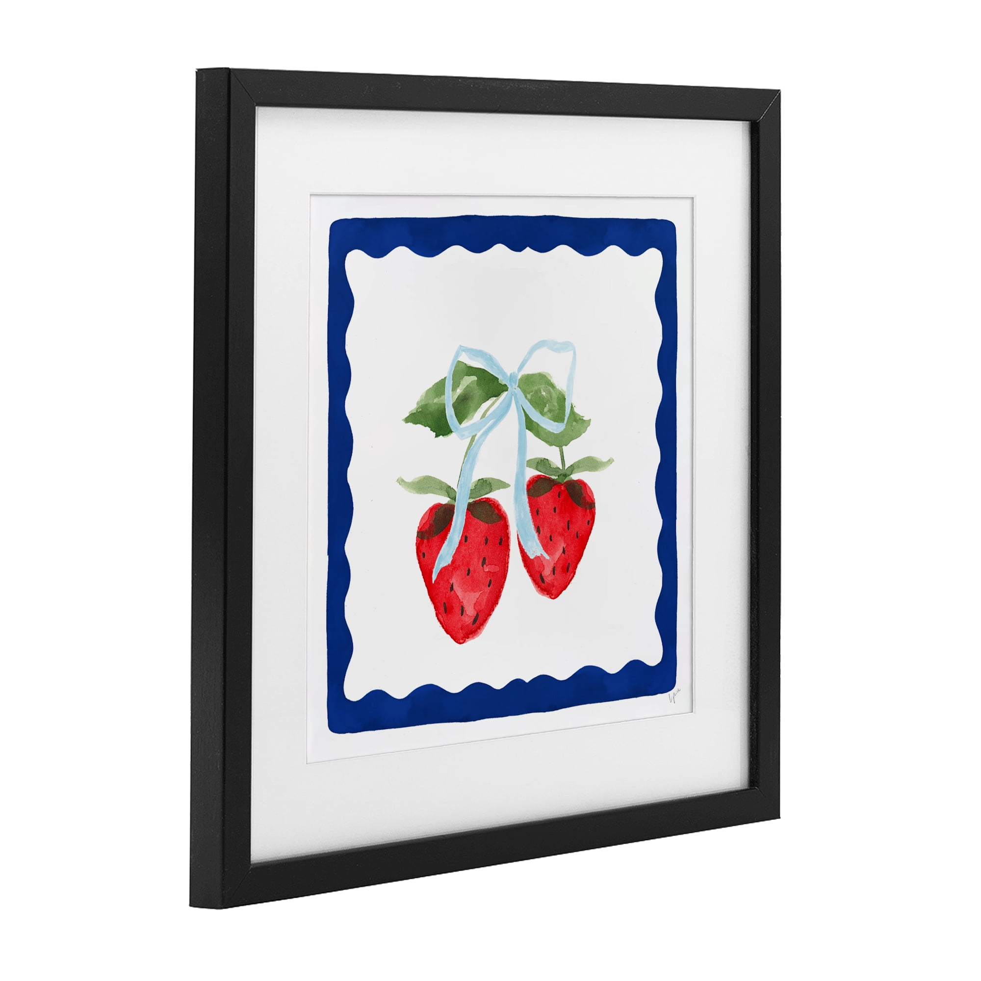 Stupell Industries Summer Bordered Strawberries Black Framed Print Under Glass, design by Lucille Price