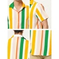 thumbnail image 6 of INSPIRE CHIC Men's Shirts Summer Striped Button Short Sleeve Beach Shirts XL Pink Green Orange, 6 of 6