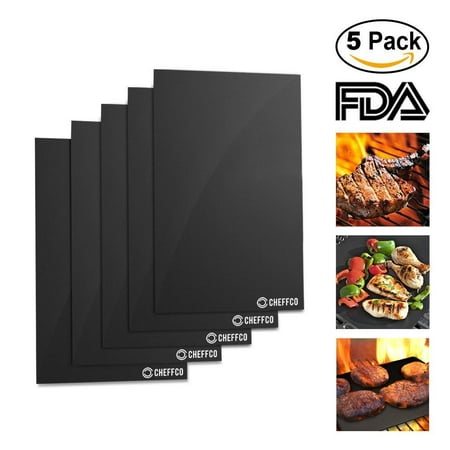 Cheffco #1 Best Grill Mat ‚Äì Set Of 5, Heavy Duty, Non-Stick, Reusable, Grill Accessories Easy To Clean BBQ Grill Mat, Gas, Charcoal, Electric Grill Dishwasher Safe, FDA Approved, (Best Electric Barbecue Grill In India)