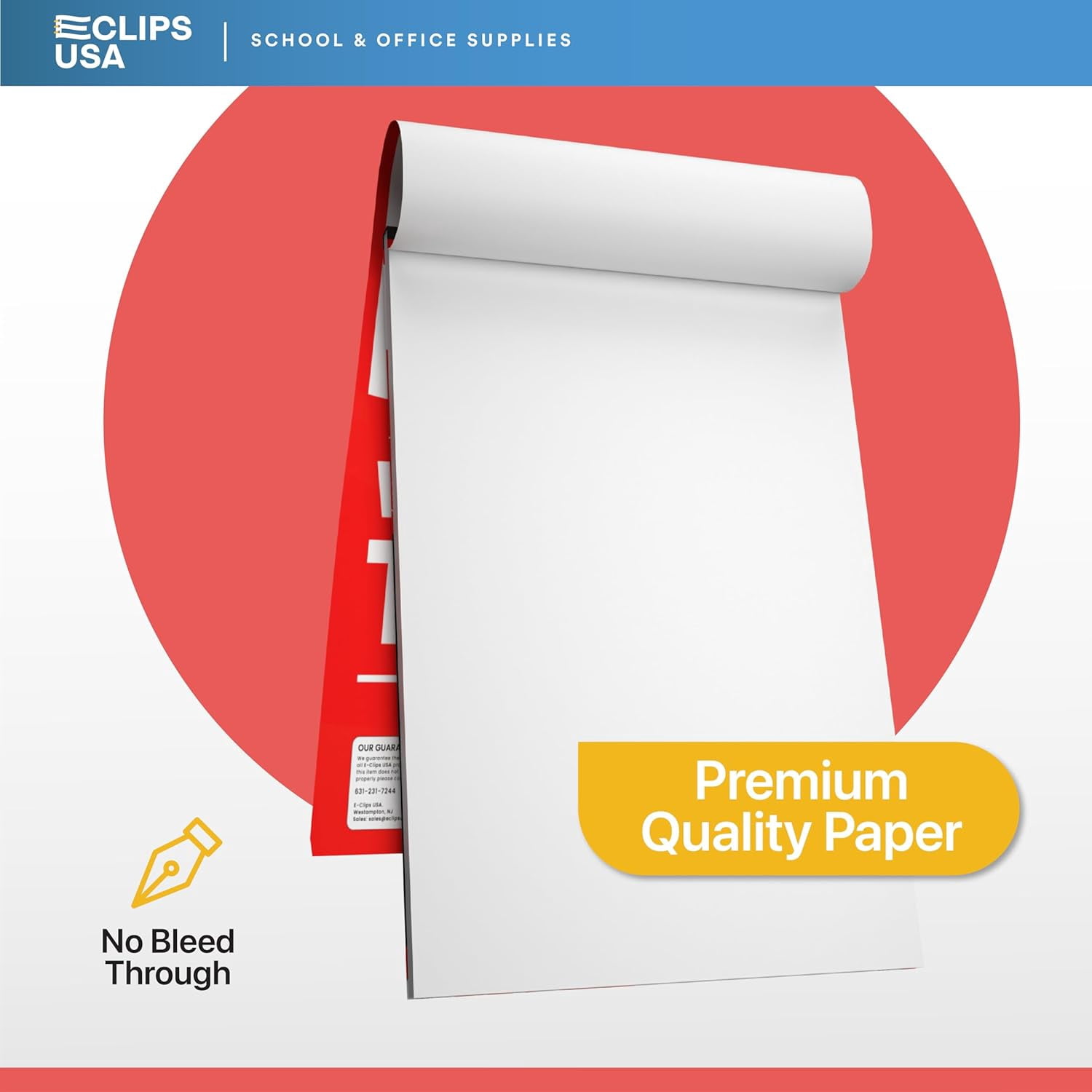 E-CLIPS USA Unruled Writing Tablet Note Pads, 9” x 6”, 100-Sheet Pad, 12-Pack
