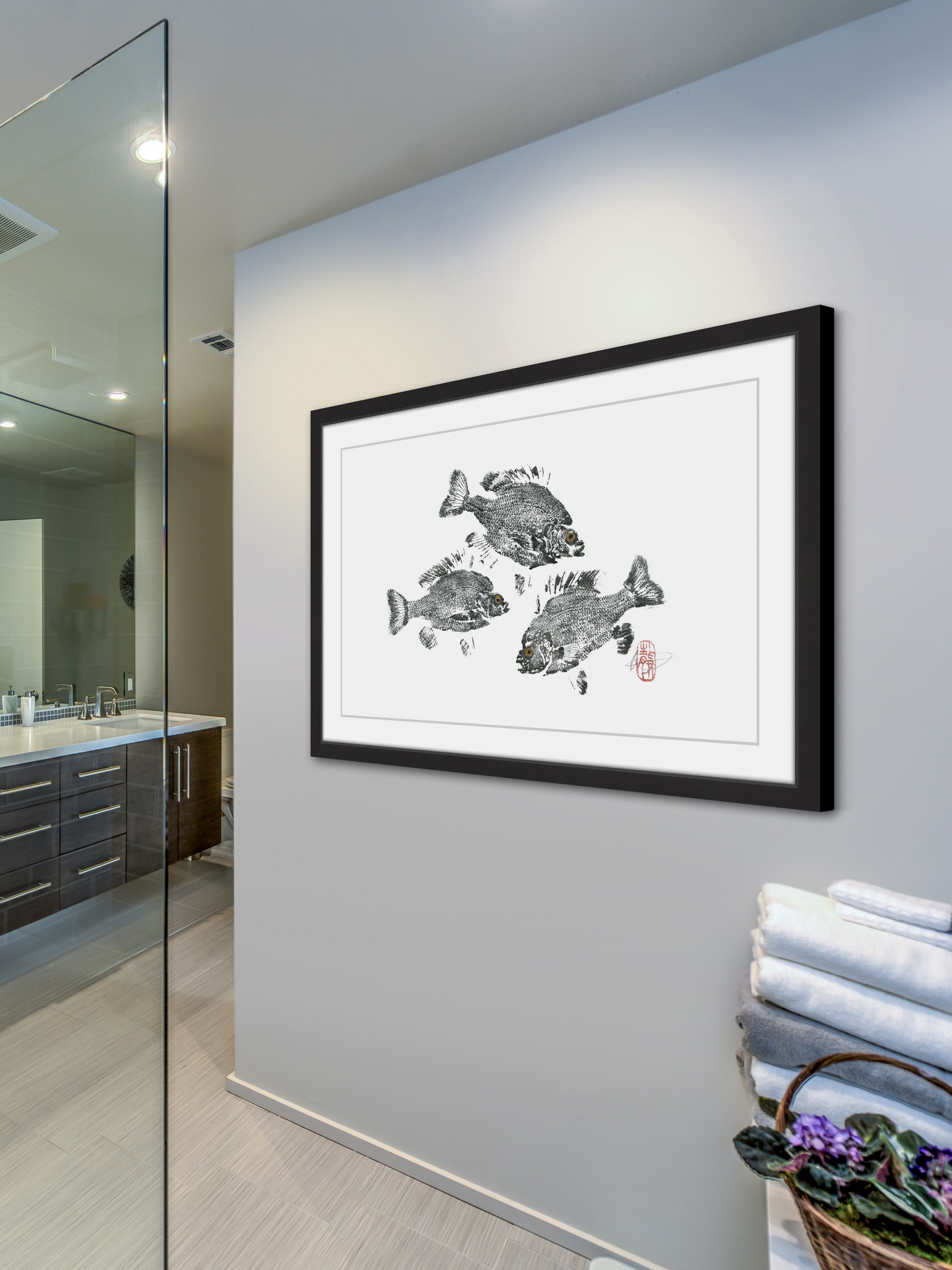 "Twirling Sunfish" Framed Painting Print