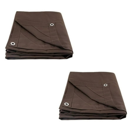 ZZYY (2 Pack) 10 x 16 Dark Brown Canvas Tarp 12oz - Water Resistant & Breathable - Heavy Duty Tarps - Multipurpose Tarpaulin Cover for Camping Tent