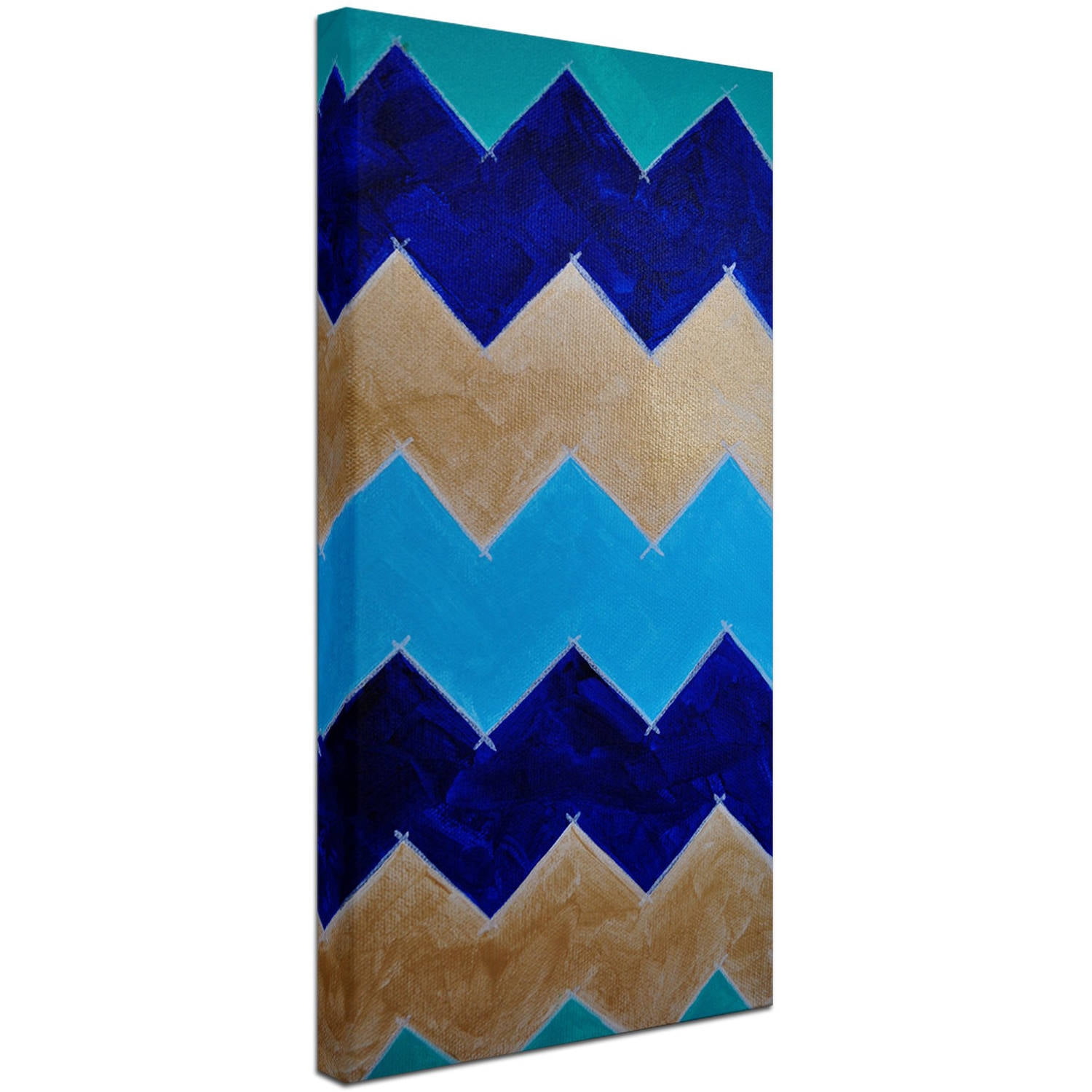 Trademark Fine Art "Blue and Gold Chevron" Canvas Art by Nicole Dietz